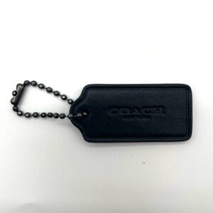 COACH Black Leather Hang Tag, Gunmetal Hardware
